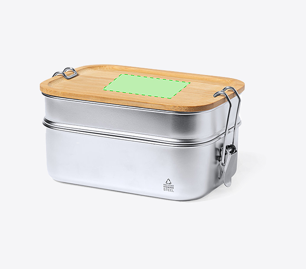 lunchbox mit zwei faechern edelstahl gravieren druckflaeche deckel